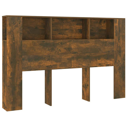vidaXL Headboard Cabinet Smoked Oak 160x18.5x104.5 cm 2