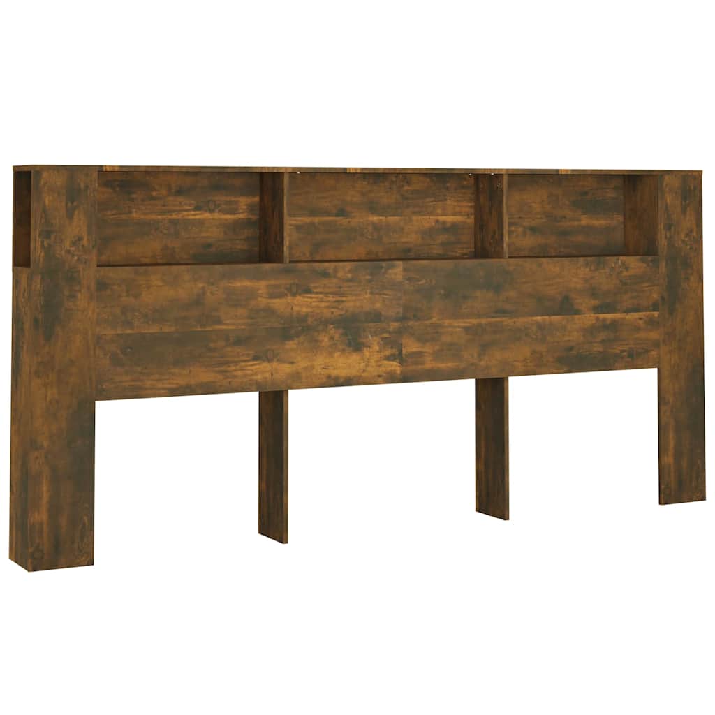 vidaXL Headboard Cabinet Smoked Oak 220x18.5x104.5 cm 2