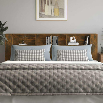 vidaXL Headboard Cabinet Smoked Oak 220x18.5x104.5 cm 3