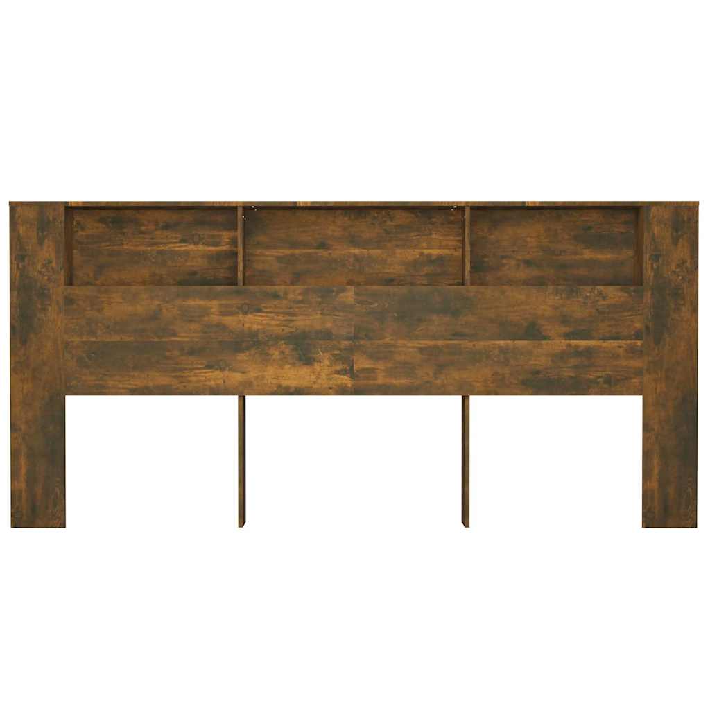 vidaXL Headboard Cabinet Smoked Oak 220x18.5x104.5 cm 4