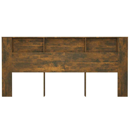 vidaXL Headboard Cabinet Smoked Oak 220x18.5x104.5 cm 4