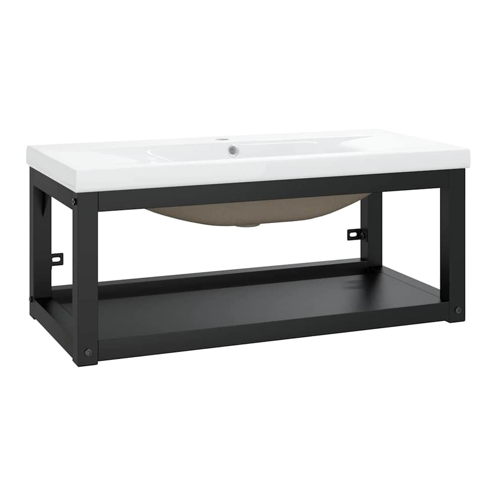 Bathroom Washbasin Frame with Built-in Basin Iron 79 x 38 x 31 cm