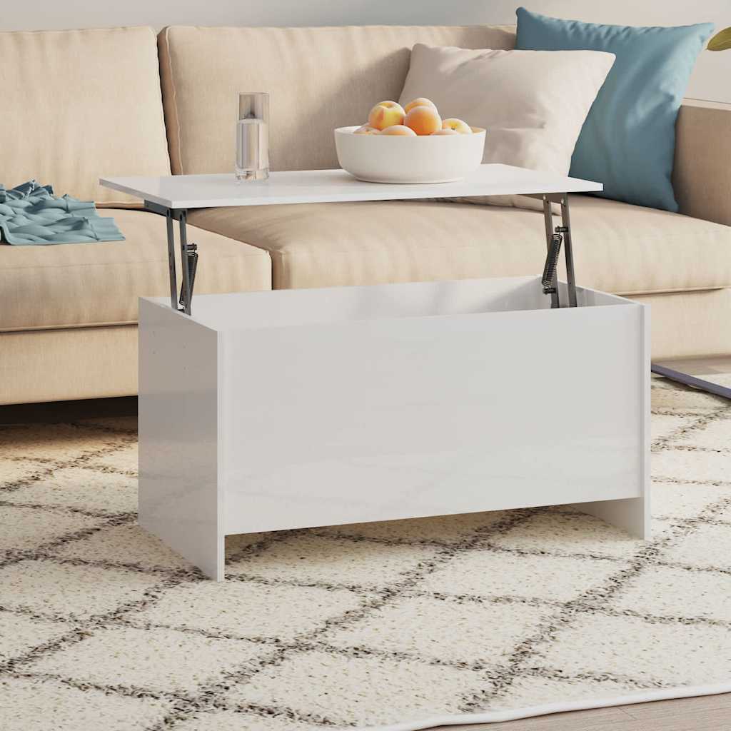 vidaXL Coffee Table | High gloss white | Engineered wood | 102x55.5x52.5 cm 1