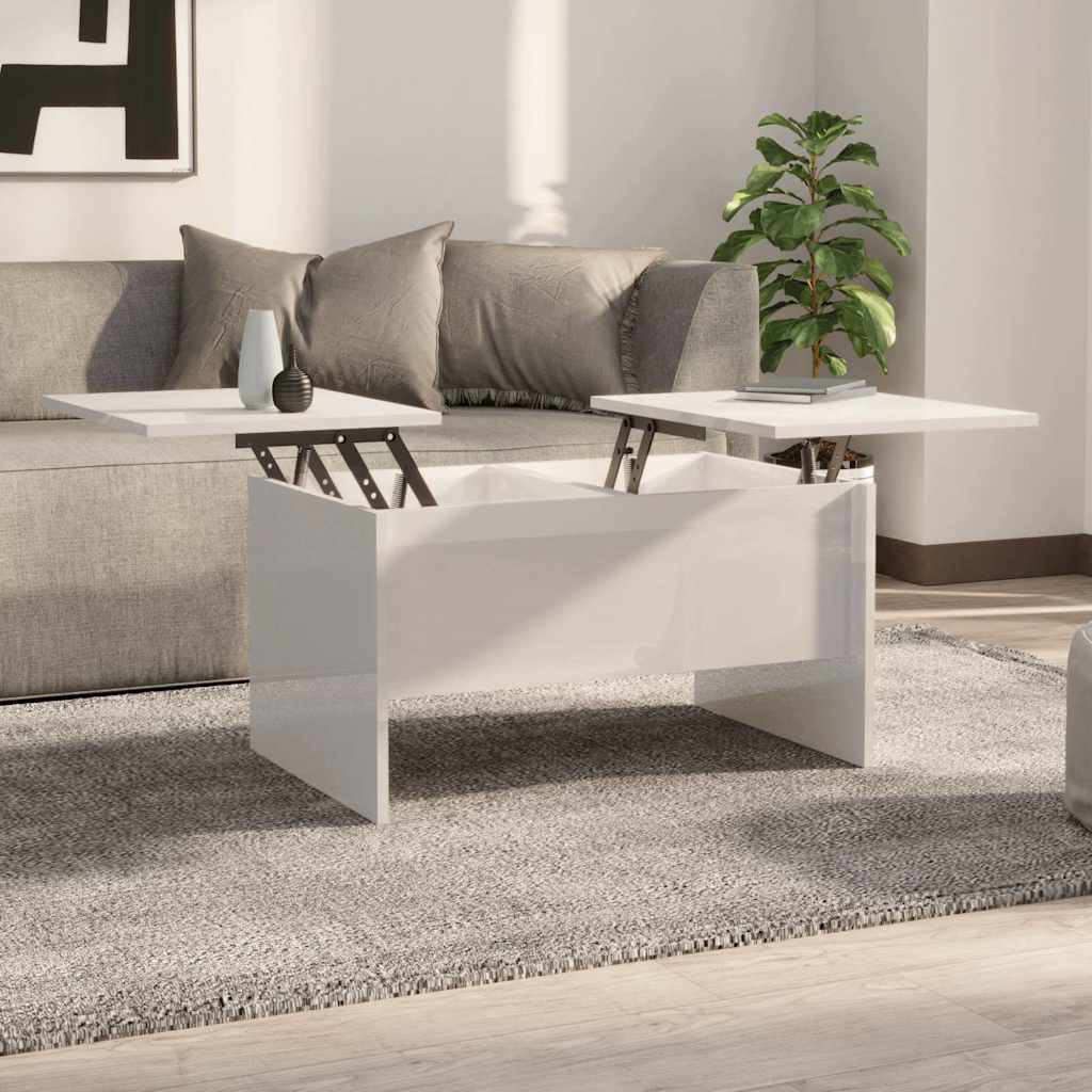 vidaXL Coffee Table | High gloss white | Engineered wood | Medium 1