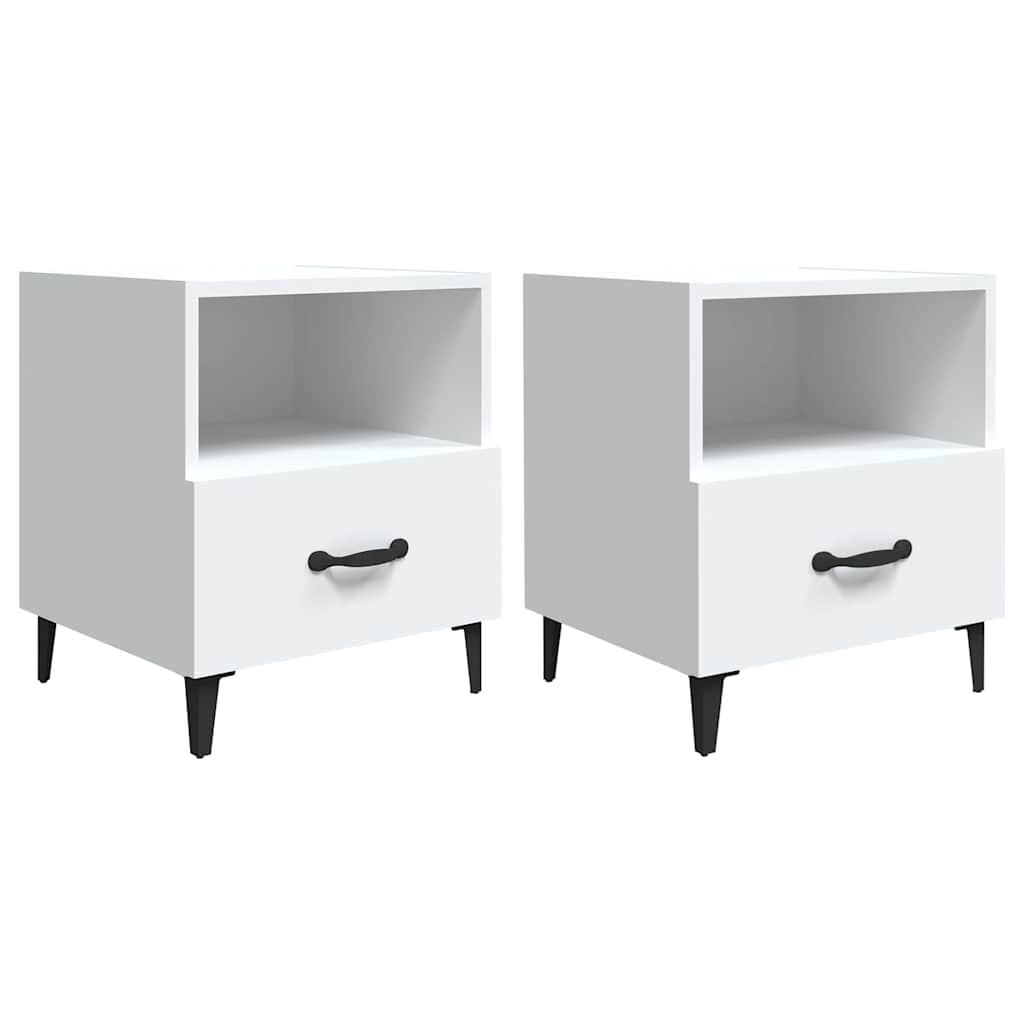 vidaXL Bedside Cabinet | Set of 2 | White | Engineered wood | Standard 2