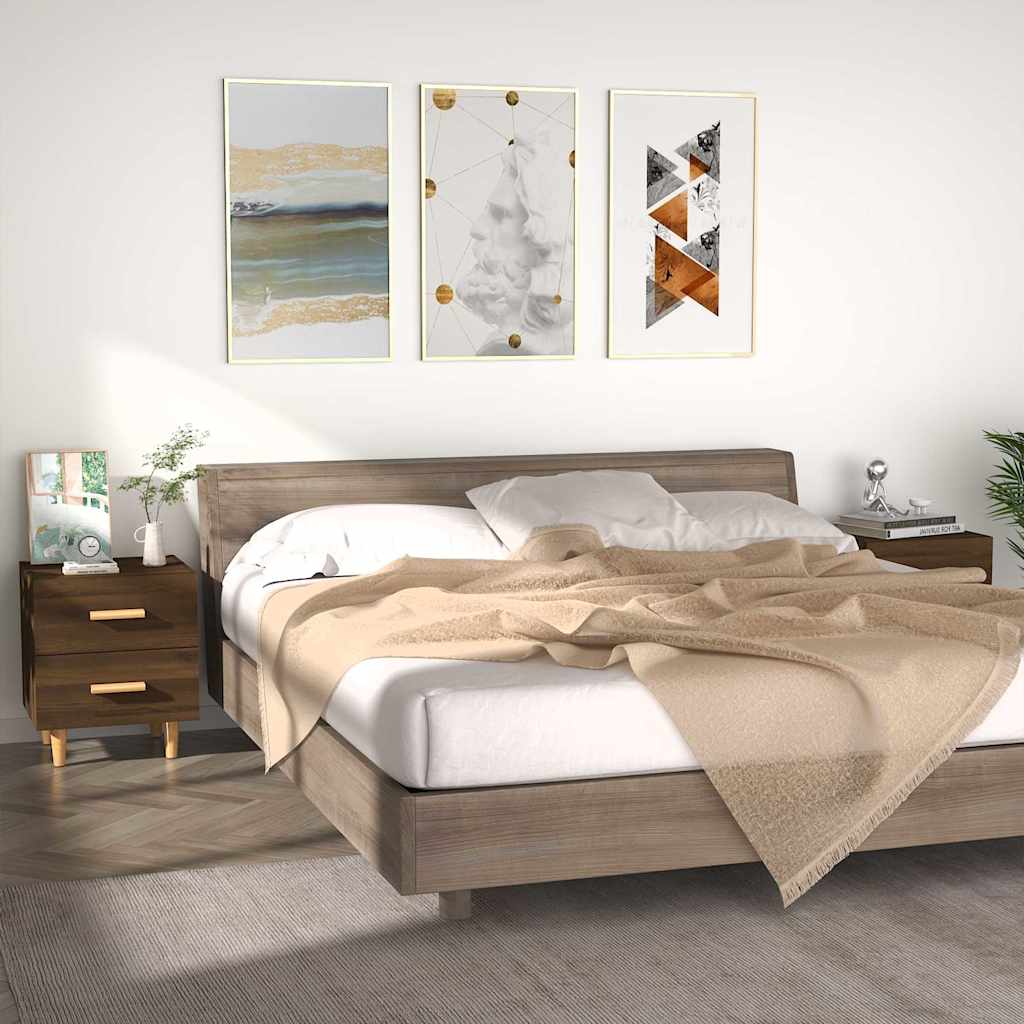 vidaXL Bed Cabinets 2 pcs Brown Oak 40x35x47.5 cm 1