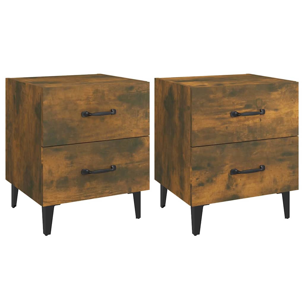 vidaXL Bedside Cabinet | Set of 2 | Smoked oak | Engineered wood, metal | Medium 2