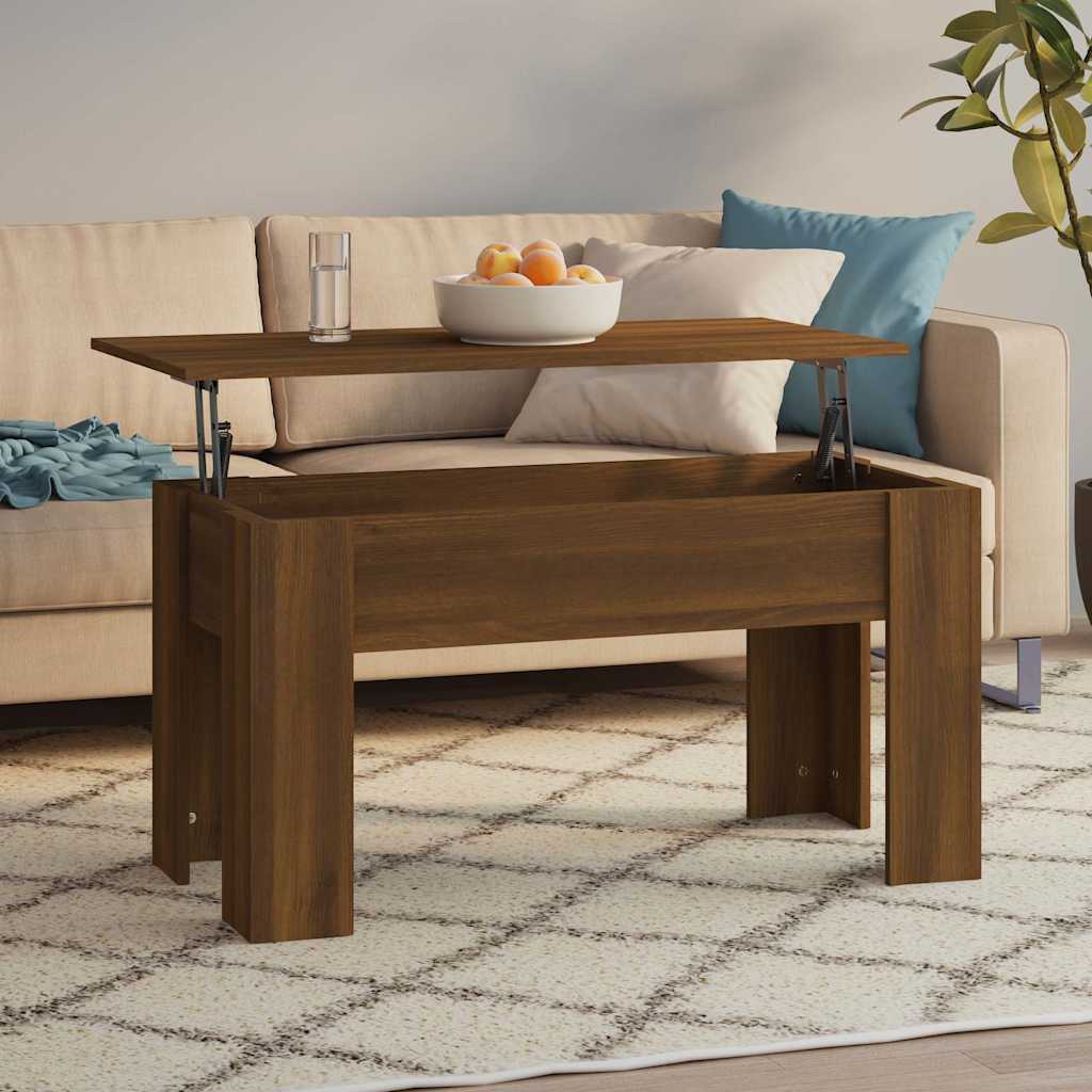 Coffee Table 79x49x41 cm Engineered Wood Brown oak 101 cm 52.5 cm