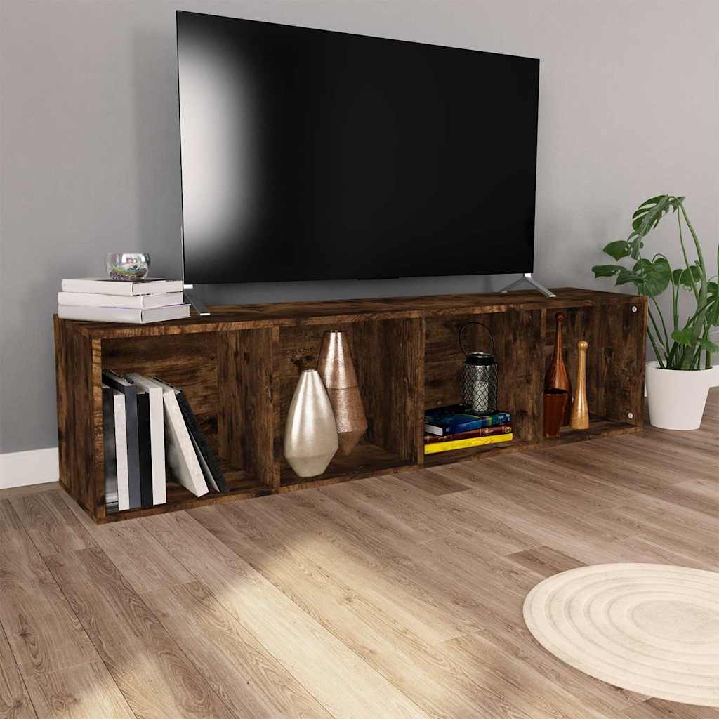 vidaXL Book Cabinet/TV Cabinet Smoked Oak 36x30x143 cm Engineered Wood 3