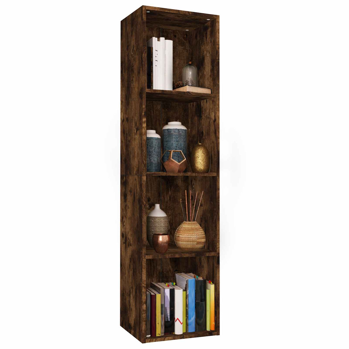 Book Cabinet/TV Cabinet 36x30x143 cm Engineered Wood Width 36 cm Height 143 cm Smoked oak