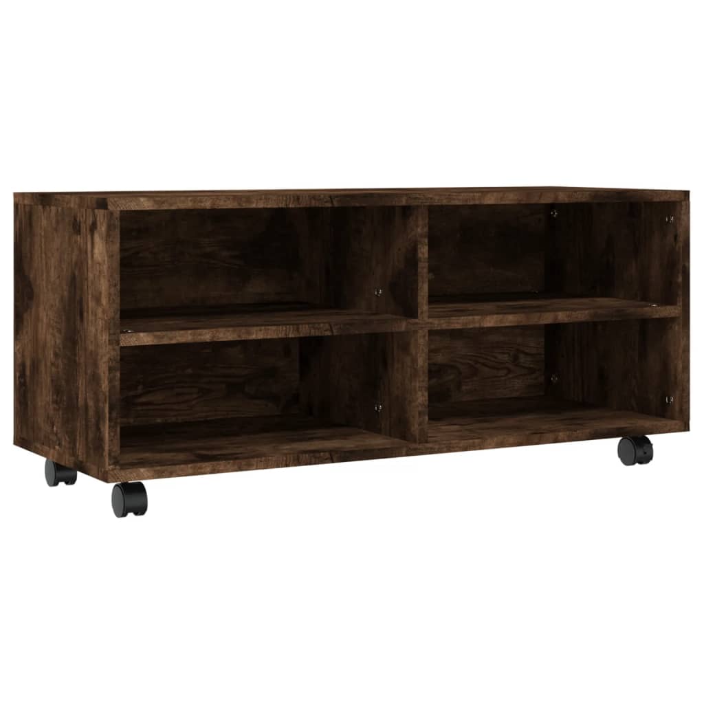 vidaXL TV Cabinet with Castors Smoked Oak 90x35x35 cm Engineered Wood 2