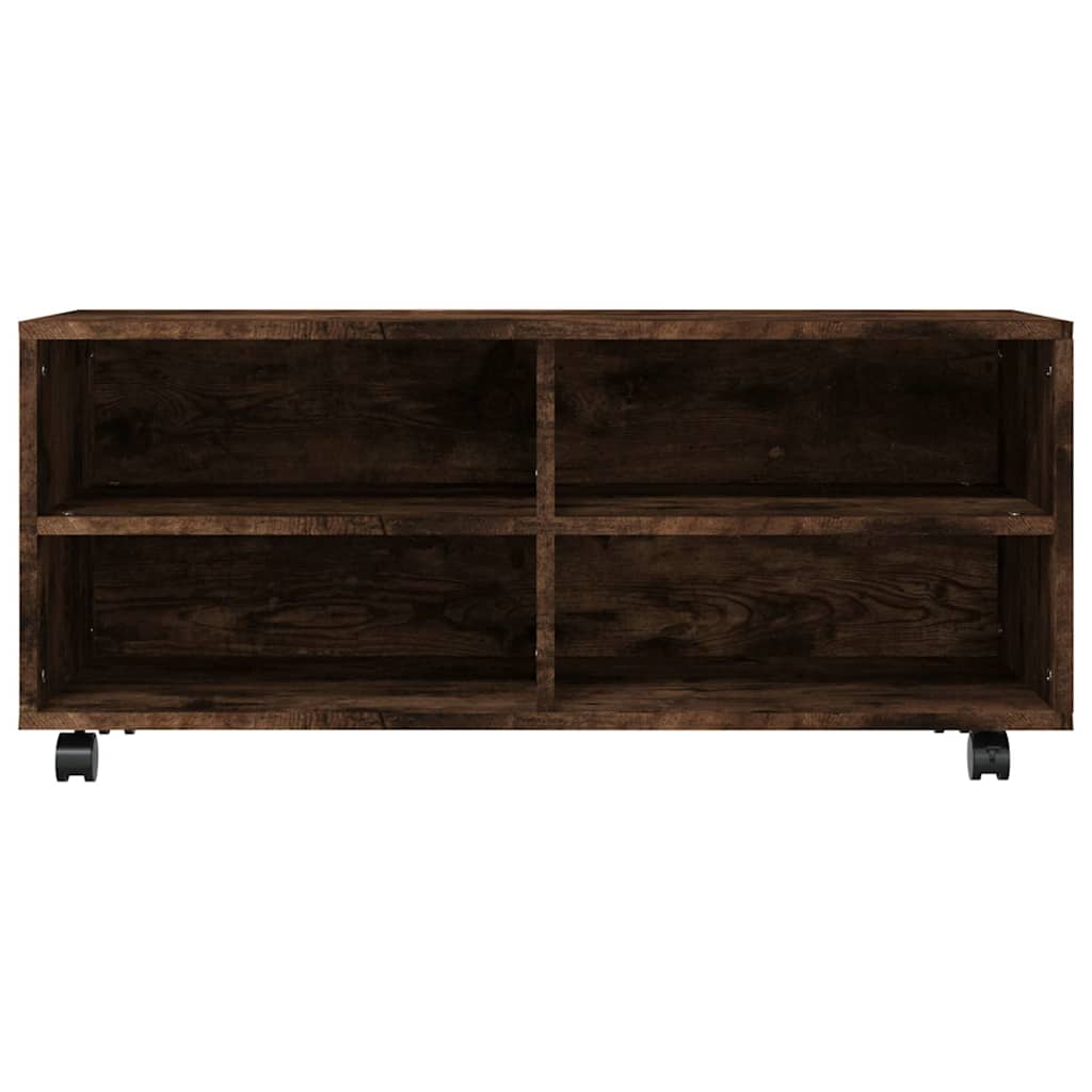 vidaXL TV Cabinet with Castors Smoked Oak 90x35x35 cm Engineered Wood 4