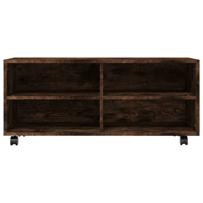 vidaXL TV Cabinet with Castors Smoked Oak 90x35x35 cm Engineered Wood 4