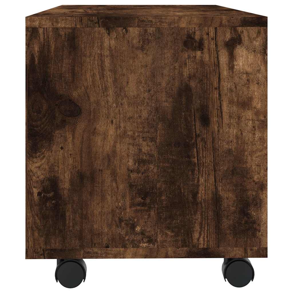 vidaXL TV Cabinet with Castors Smoked Oak 90x35x35 cm Engineered Wood 5