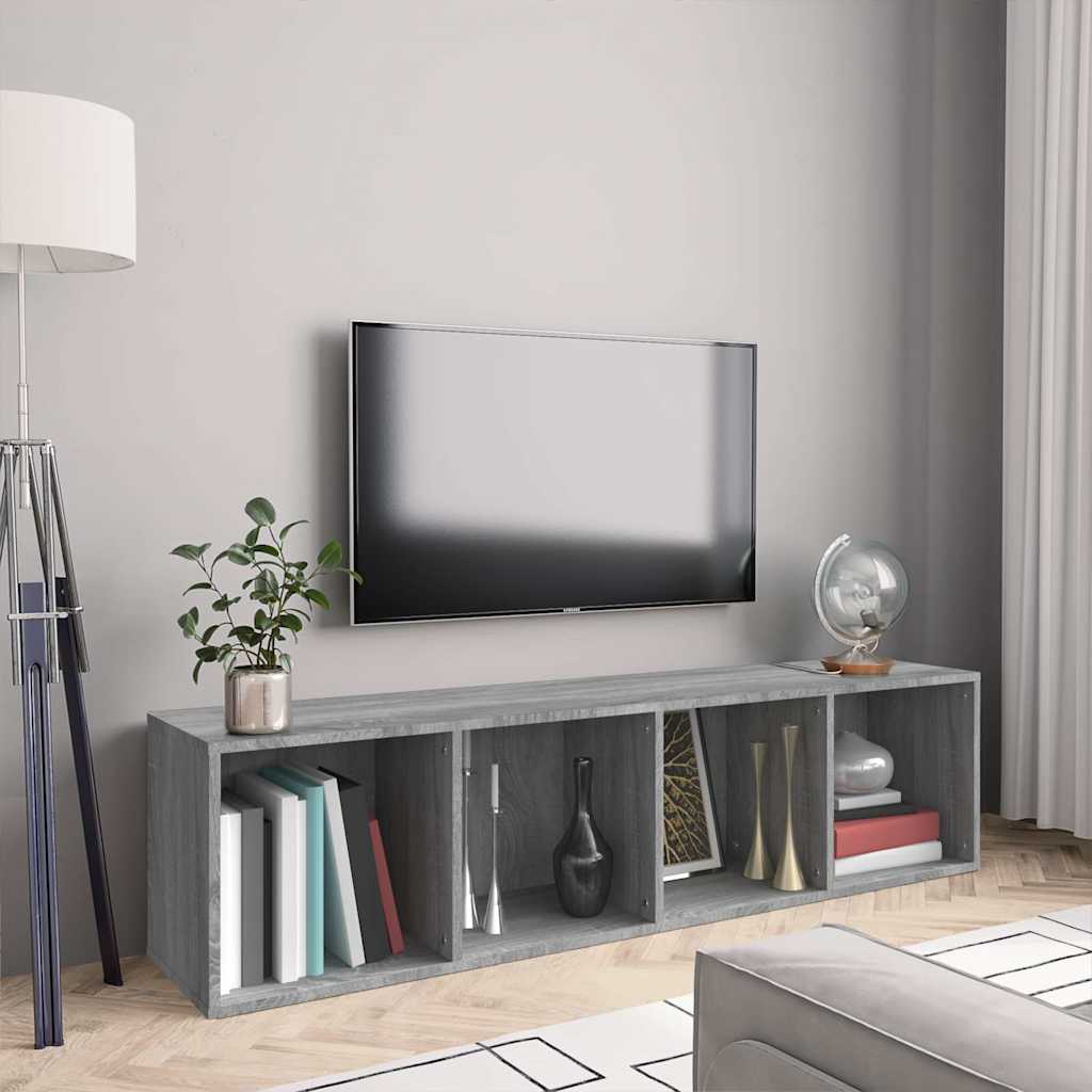 vidaXL Book Cabinet/TV Cabinet Grey Sonoma 143x30x36cm Engineered Wood 1