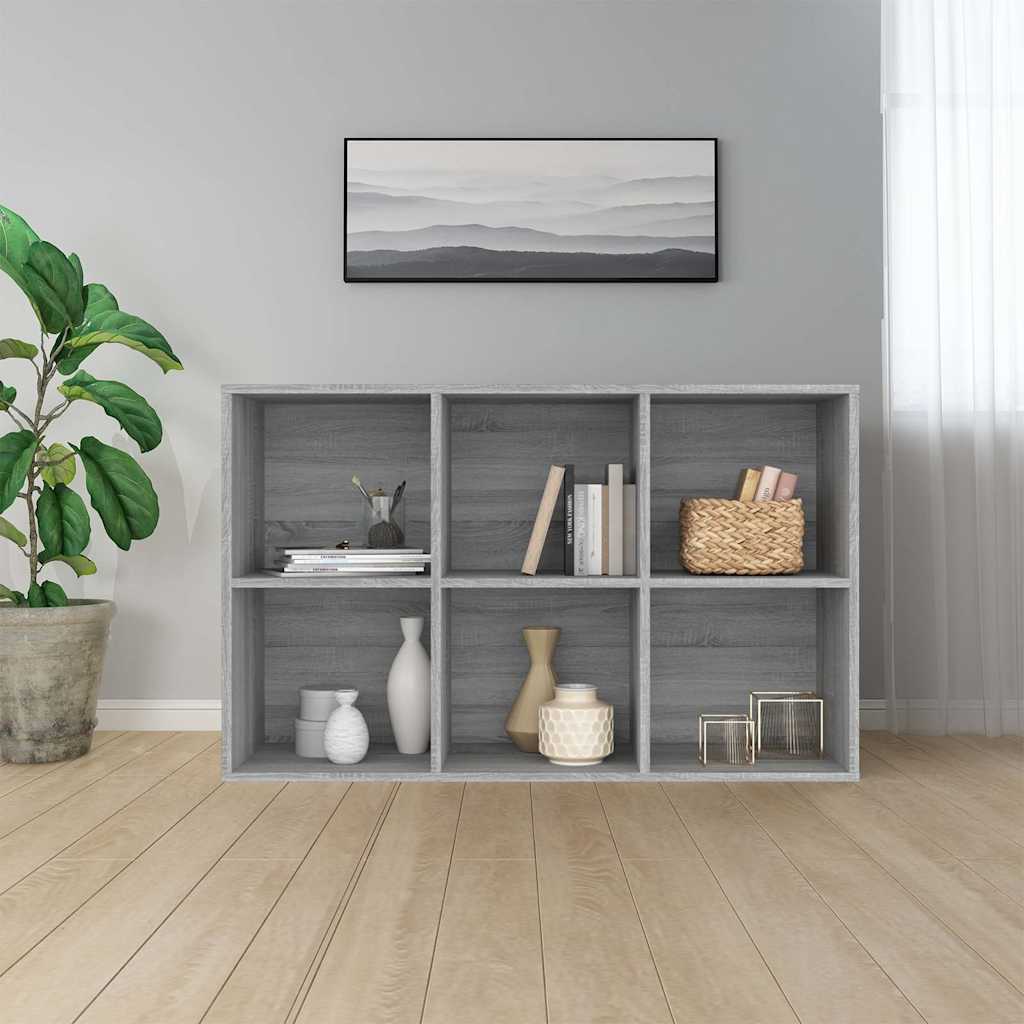 vidaXL Book Cabinet/Sideboard Grey Sonoma 66x30x98 cm Engineered Wood 4