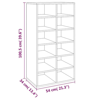 vidaXL Shoe Rack Grey Sonoma 54x34x100.5 cm Engineered Wood 6