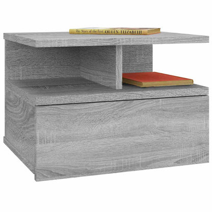 vidaXL Floating Nightstand 2 pcs Grey Sonoma 40x31x27 cm Engineered Wood 3