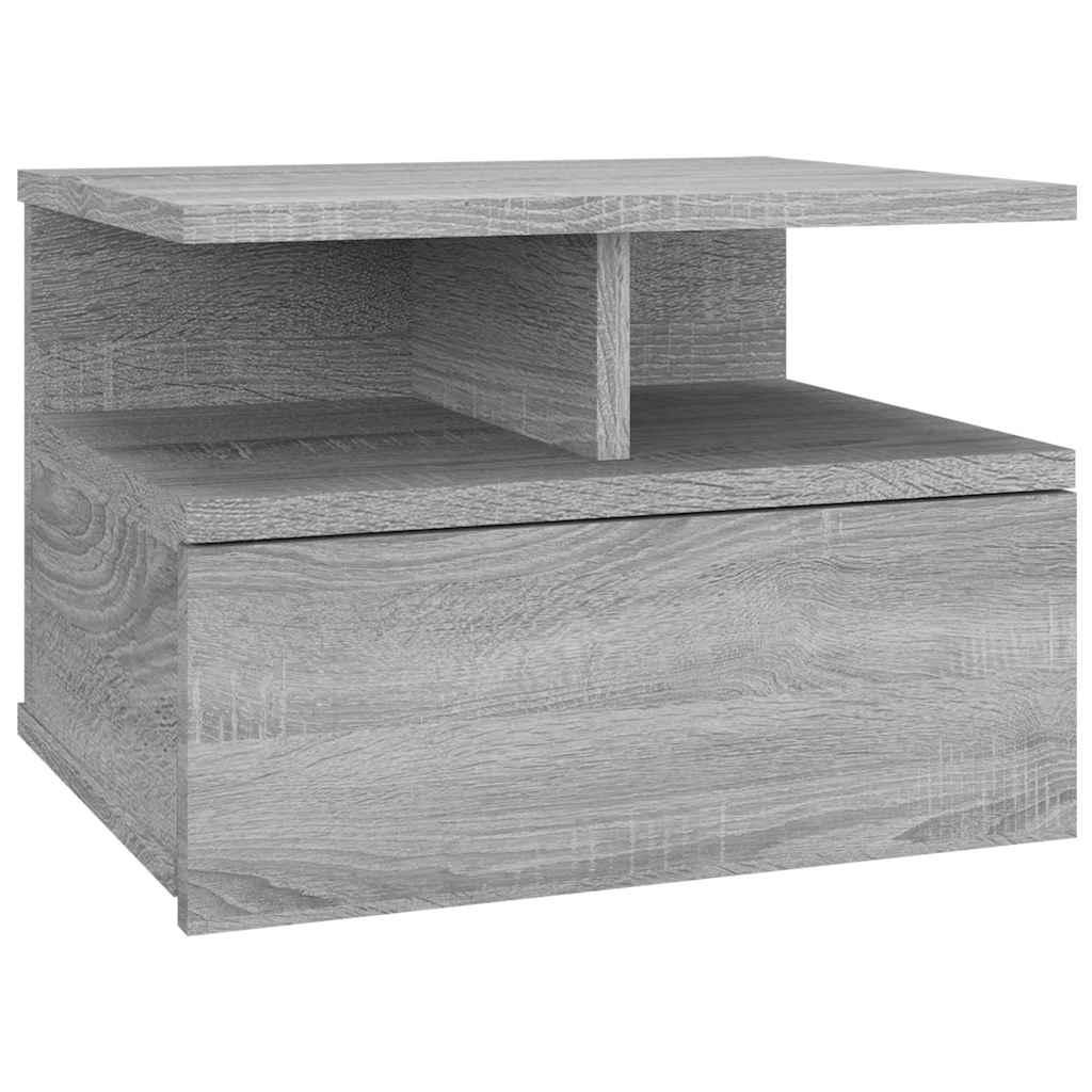 vidaXL Floating Nightstand 2 pcs Grey Sonoma 40x31x27 cm Engineered Wood 4