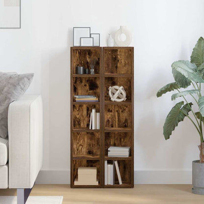 vidaXL CD Cabinets 2 pcs Smoked Oak 21x16x93.5 cm Engineered Wood 3