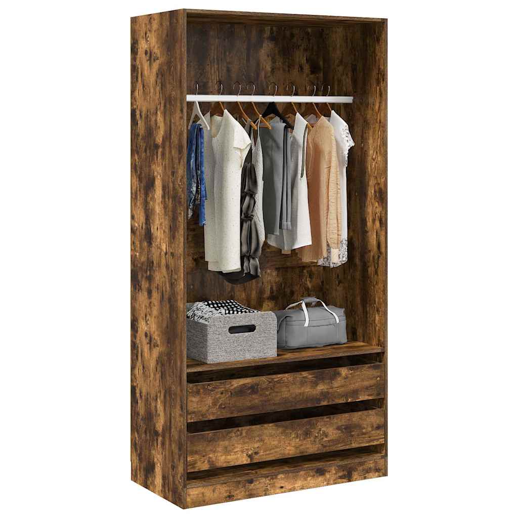 vidaXL Wardrobe Smoked Oak 100x50x200 cm Engineered Wood 3