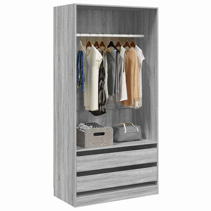 vidaXL Wardrobe Grey Sonoma 100x50x200 cm Engineered Wood 3