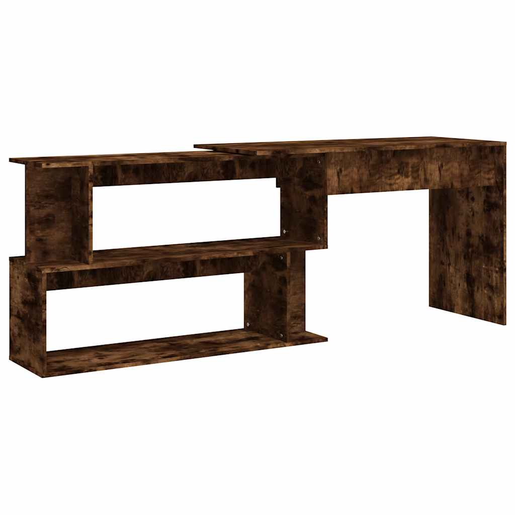 vidaXL Corner Desk Smoked Oak 200x50x76 cm Engineered Wood 2
