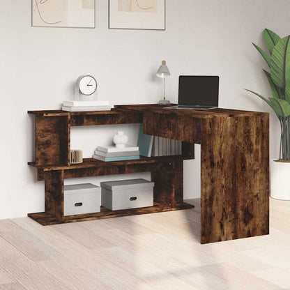 vidaXL Corner Desk Smoked Oak 200x50x76 cm Engineered Wood 3