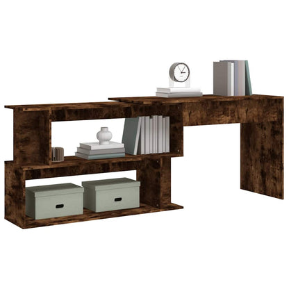 vidaXL Corner Desk Smoked Oak 200x50x76 cm Engineered Wood 4