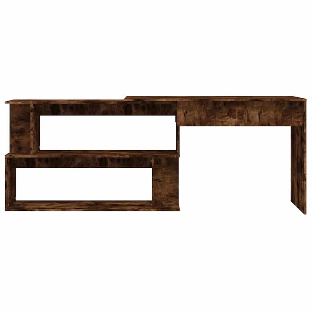 vidaXL Corner Desk Smoked Oak 200x50x76 cm Engineered Wood 5