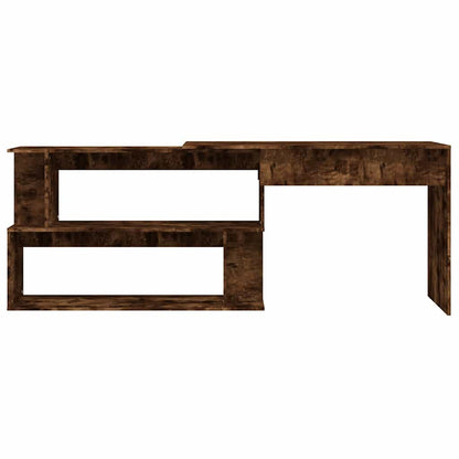 vidaXL Corner Desk Smoked Oak 200x50x76 cm Engineered Wood 5
