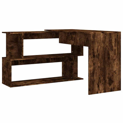 vidaXL Corner Desk Smoked Oak 200x50x76 cm Engineered Wood 6