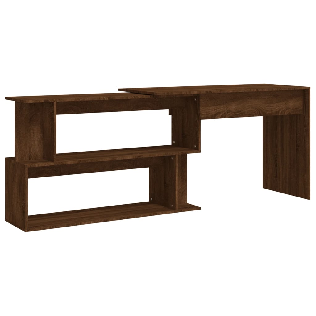 vidaXL Corner Desk Brown Oak 200x50x76 cm Engineered Wood 2