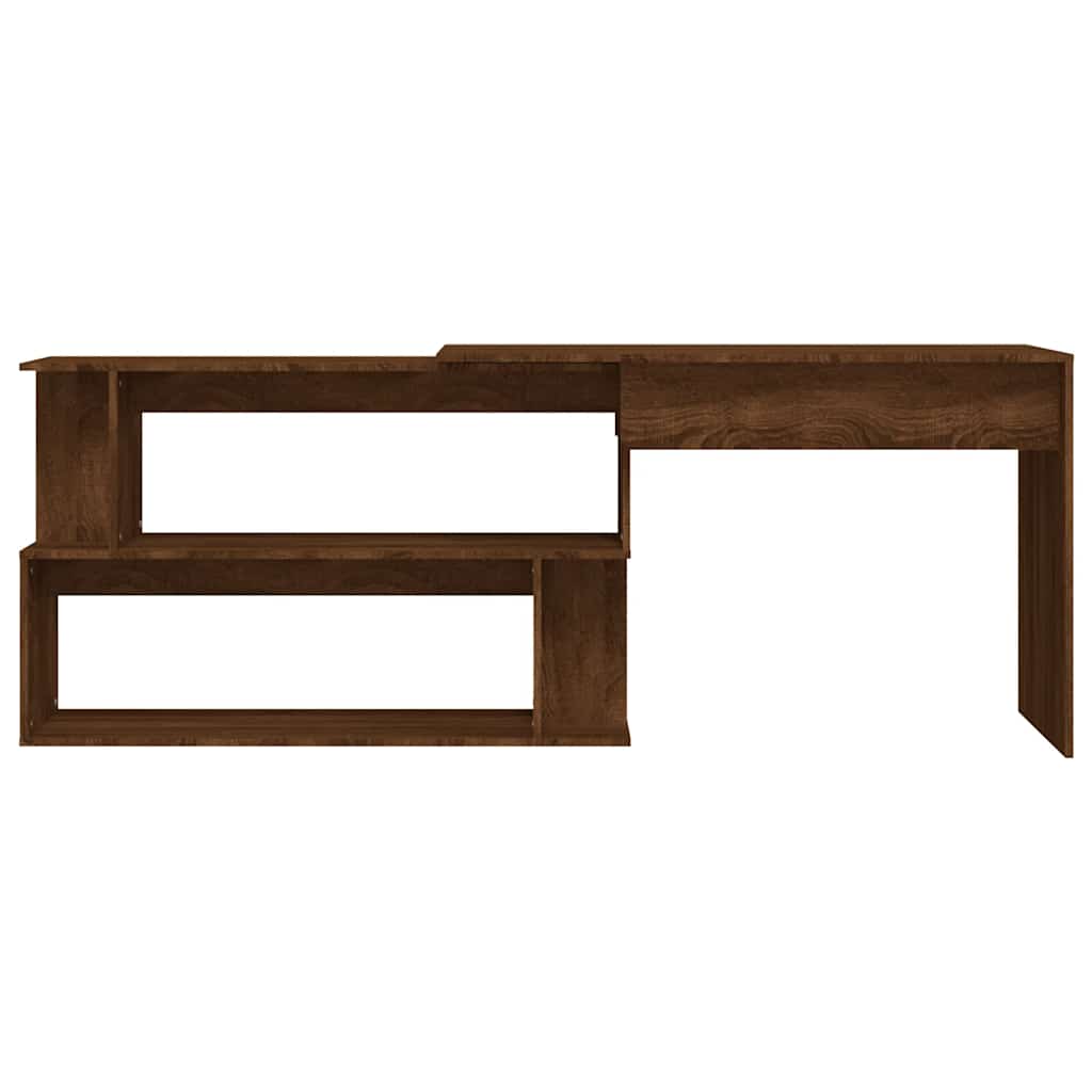 vidaXL Corner Desk Brown Oak 200x50x76 cm Engineered Wood 5