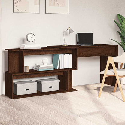 vidaXL Corner Desk Brown Oak 200x50x76 cm Engineered Wood 1