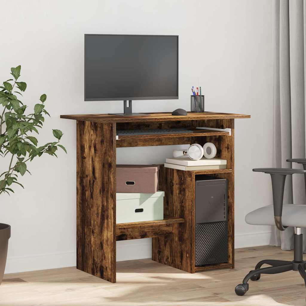 vidaXL Desk Smoked Oak 80x45x74 cm Engineered Wood 3