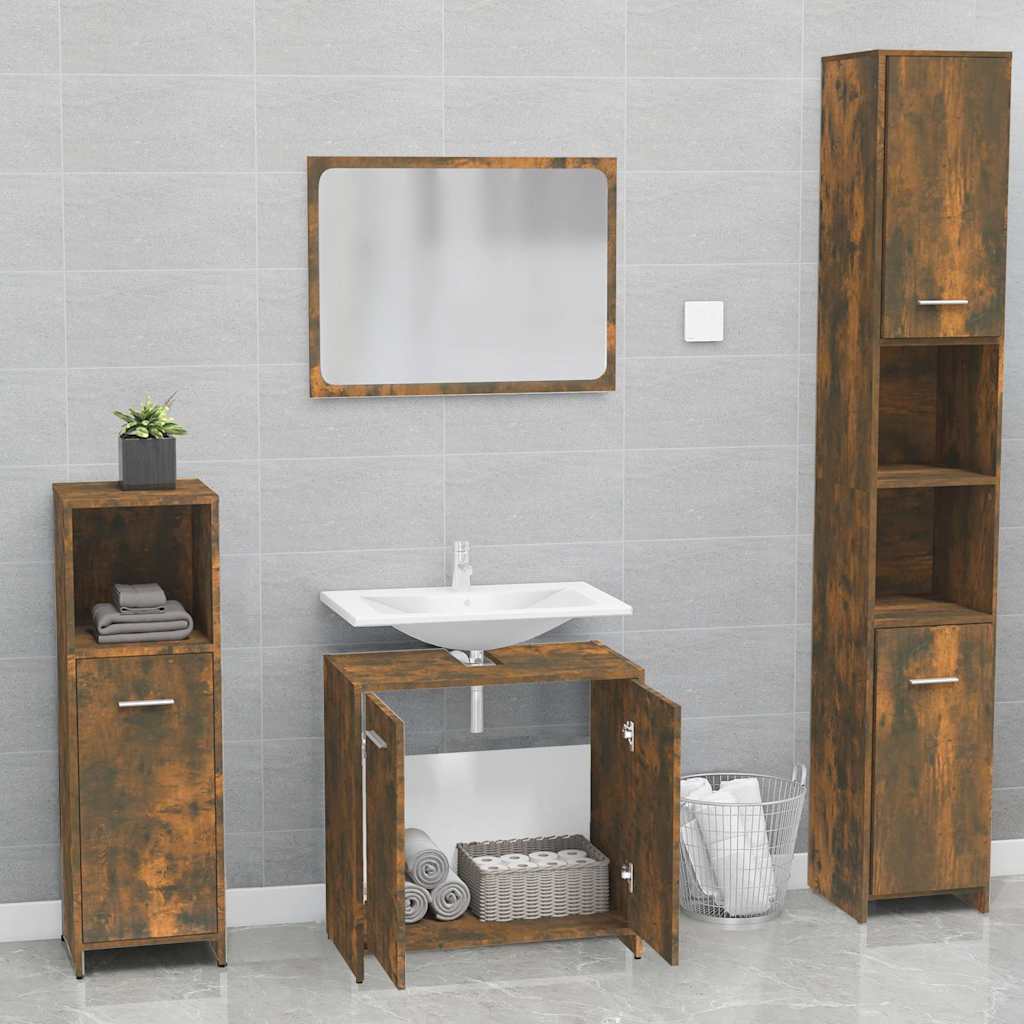 Bathroom Furniture Set Engineered Wood Smoked oak