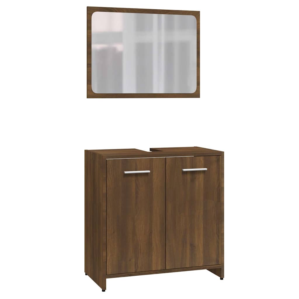 vidaXL Bathroom Furniture Set Brown Oak Engineered Wood 2