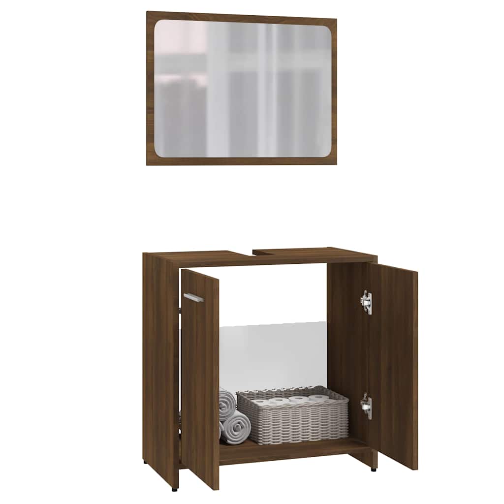 vidaXL Bathroom Furniture Set Brown Oak Engineered Wood 4
