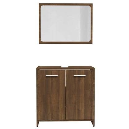 vidaXL Bathroom Furniture Set Brown Oak Engineered Wood 5