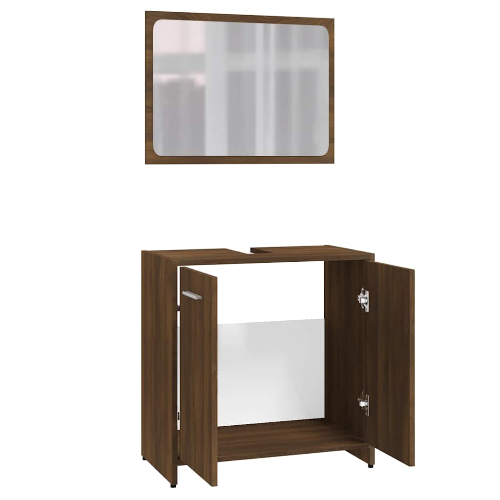 vidaXL Bathroom Furniture Set Brown Oak Engineered Wood 6