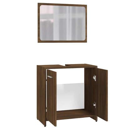 vidaXL Bathroom Furniture Set Brown Oak Engineered Wood 6
