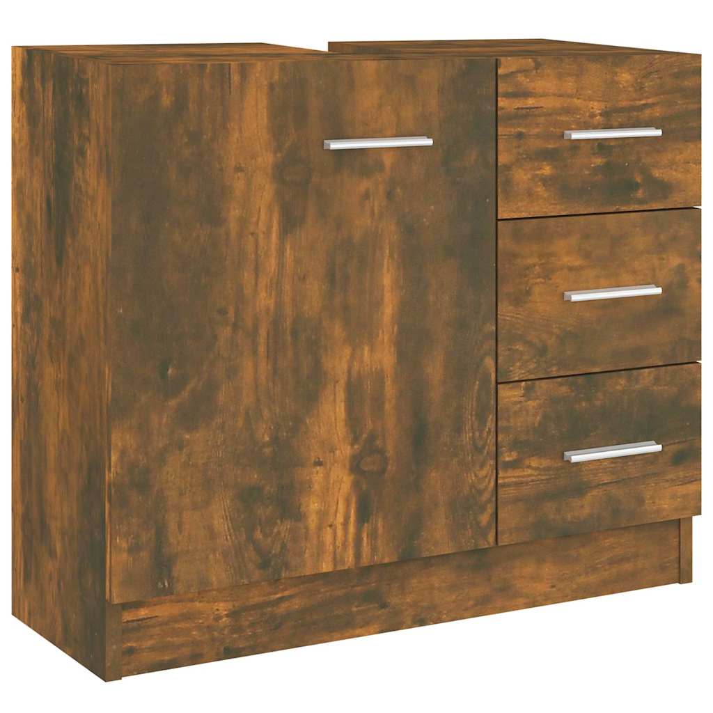 vidaXL Sink Cabinet Smoked Oak 63x30x54 cm Engineered Wood 2