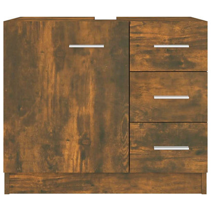 vidaXL Sink Cabinet Smoked Oak 63x30x54 cm Engineered Wood 3