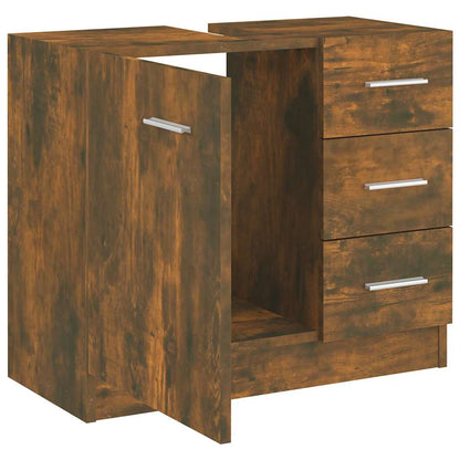 vidaXL Sink Cabinet Smoked Oak 63x30x54 cm Engineered Wood 4