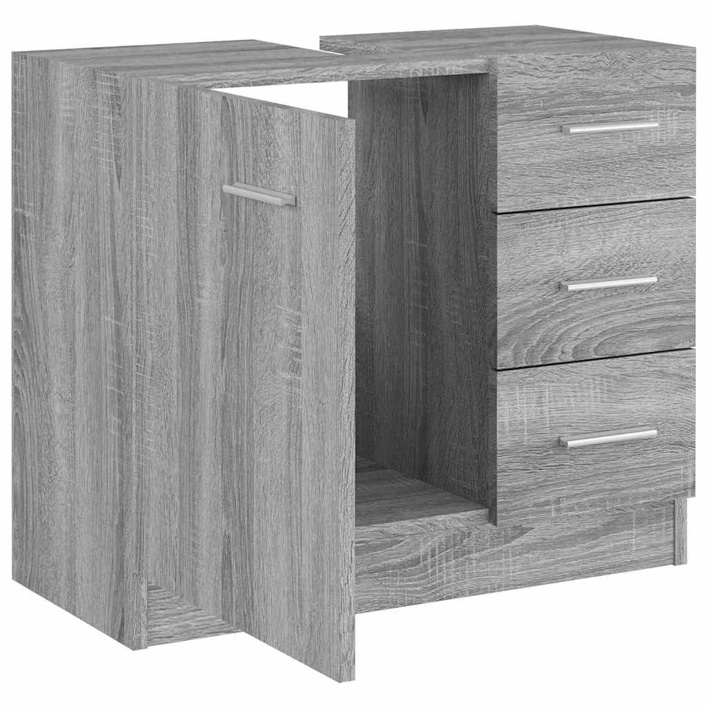 vidaXL Sink Cabinet Grey Sonoma 63x30x54 cm Engineered Wood 5