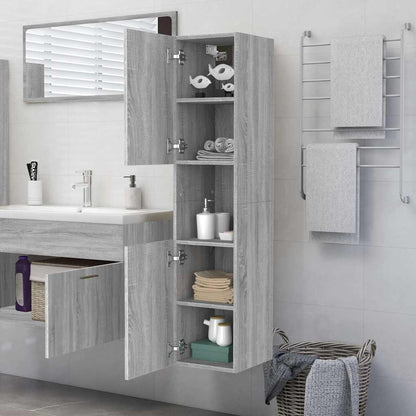 vidaXL Bathroom Cabinet Grey Sonoma 30x30x130 cm Engineered Wood 4
