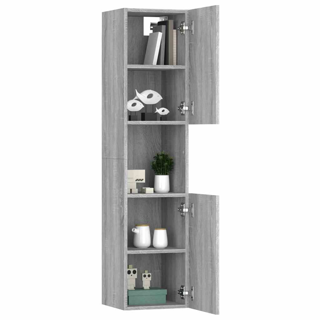 vidaXL Bathroom Cabinet Grey Sonoma 30x30x130 cm Engineered Wood 5