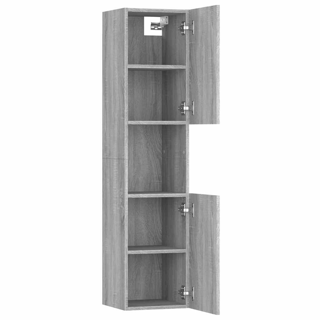 vidaXL Bathroom Cabinet Grey Sonoma 30x30x130 cm Engineered Wood 6