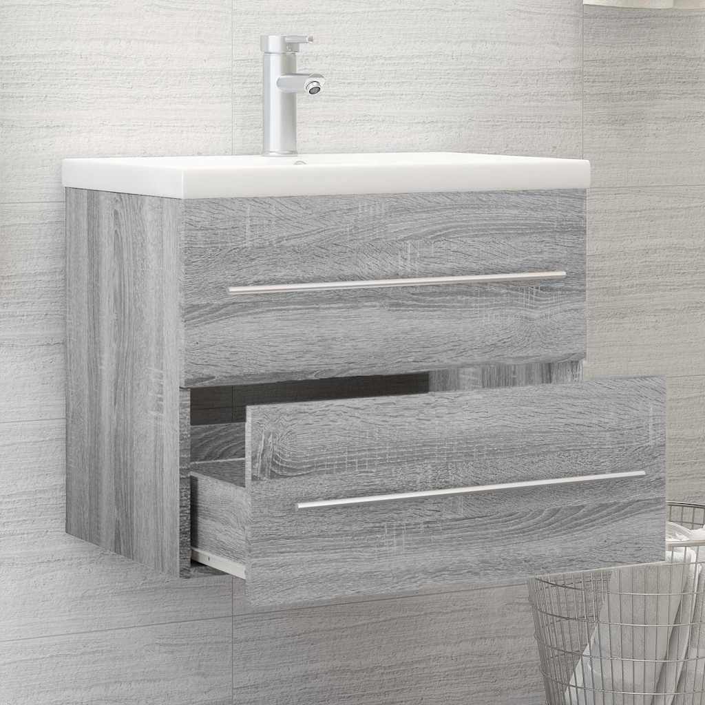 vidaXL Sink Cabinet Grey Sonoma 60x38.5x48 cm Engineered Wood 6